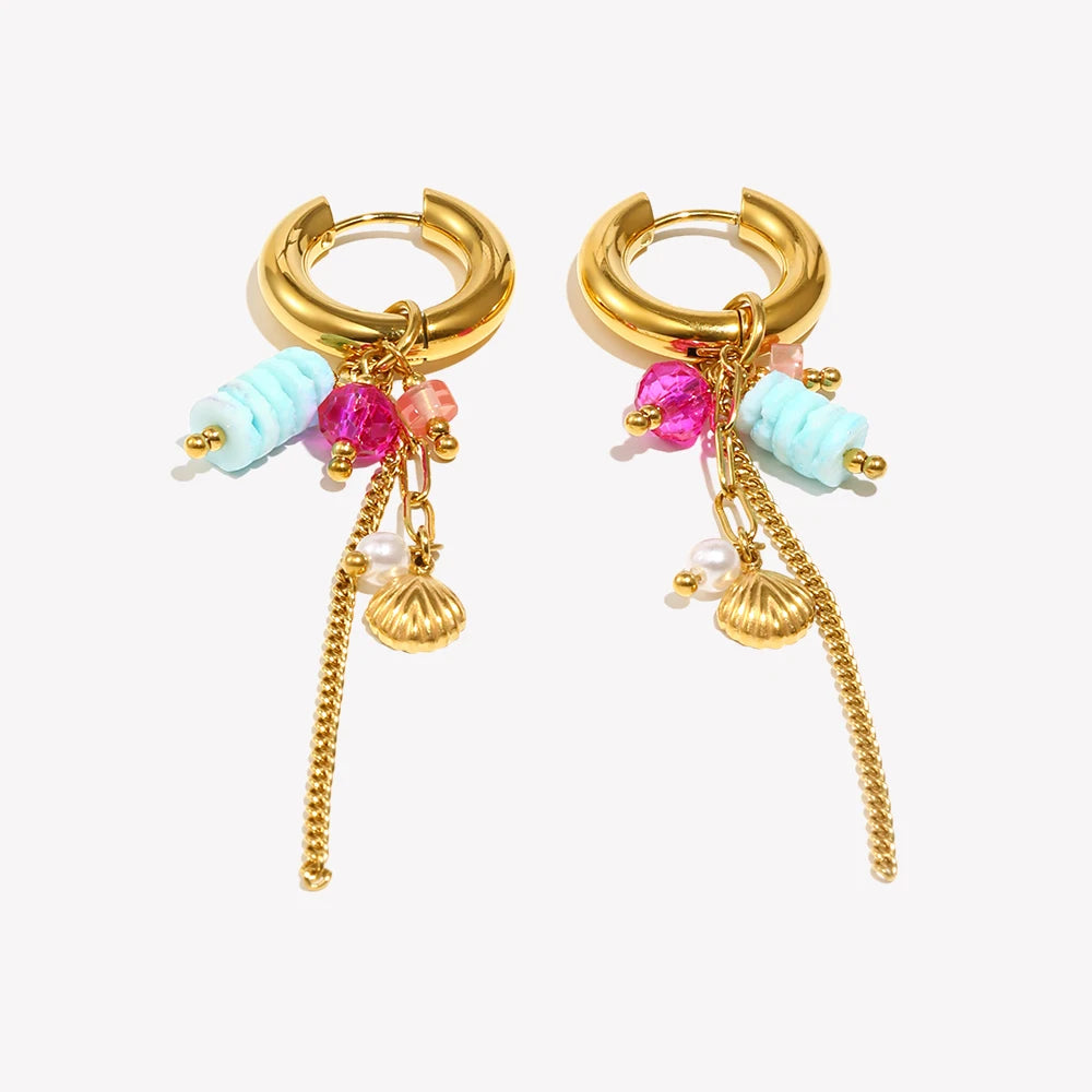 Ocean Pearl Shell Hoops