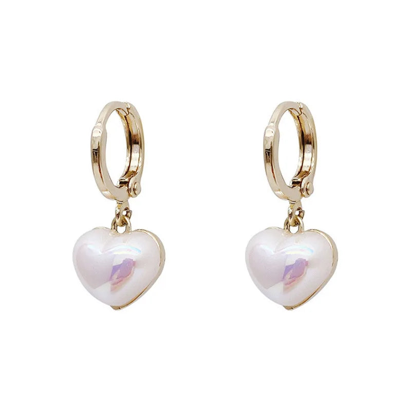Pearl Heart Charm Earrings