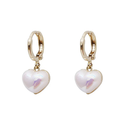 Pearl Heart Charm Earrings