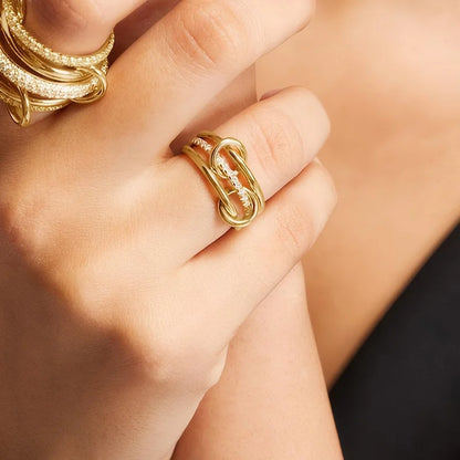 Golden Trinity Zircon Ring
