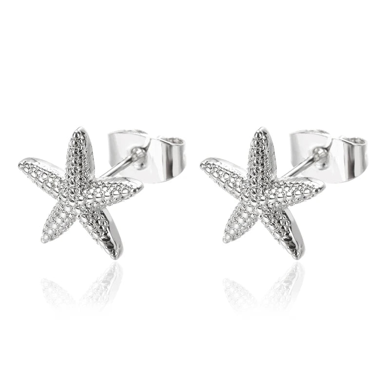 Golden Starfish Shell Studs