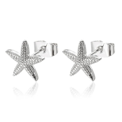 Golden Starfish Shell Studs