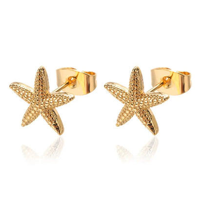 Golden Starfish Shell Studs
