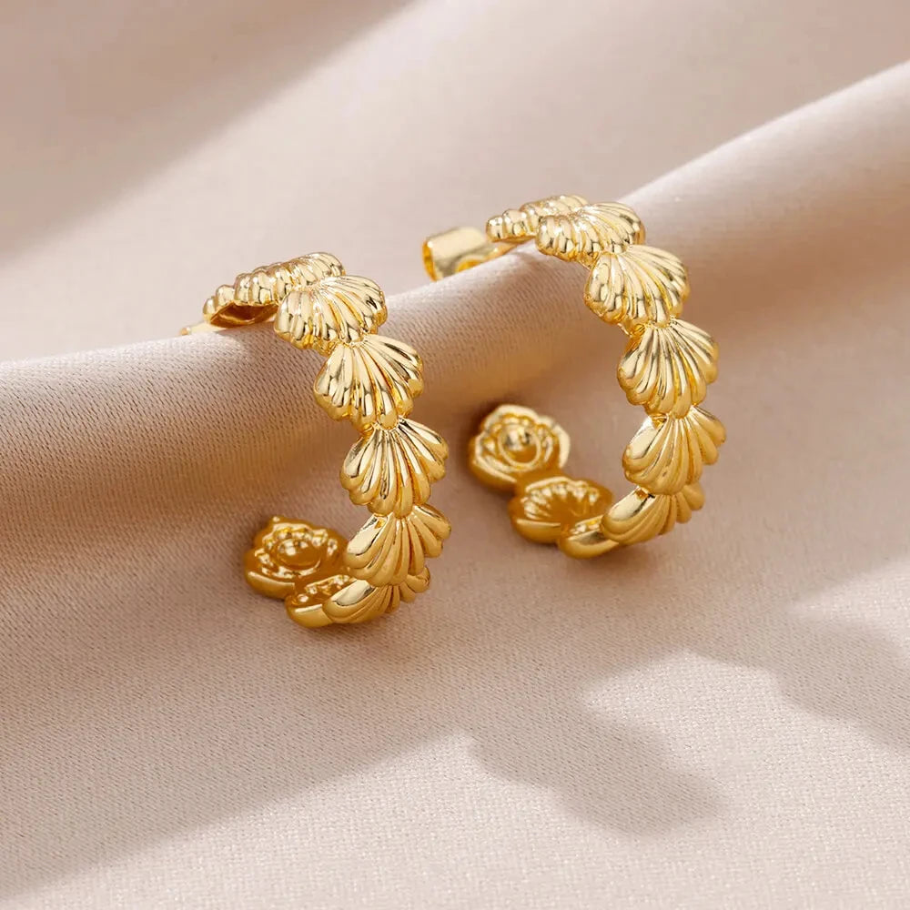 Golden Starfish Shell Studs