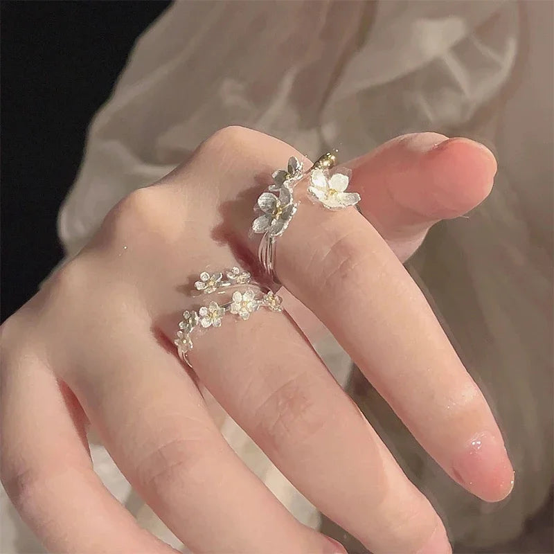Silver Blossom Adjustable Ring