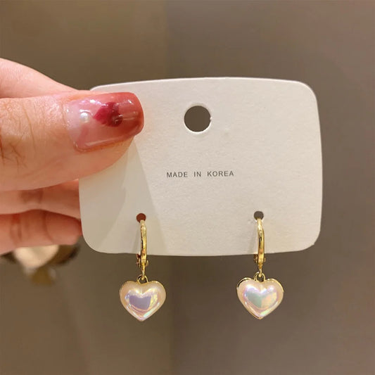 Pearl Heart Charm Earrings
