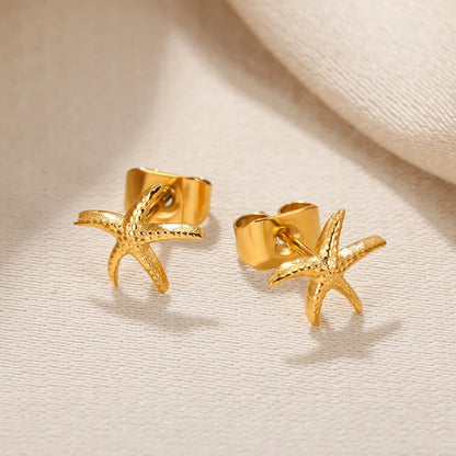 Golden Starfish Shell Studs