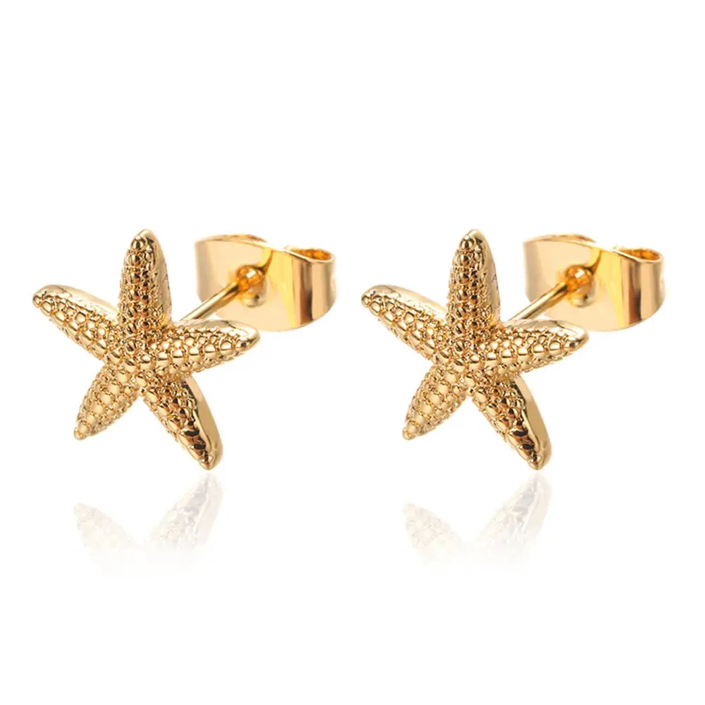 Golden Starfish Shell Studs