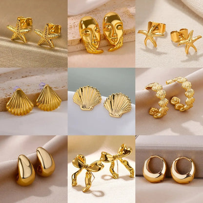 Golden Starfish Shell Studs