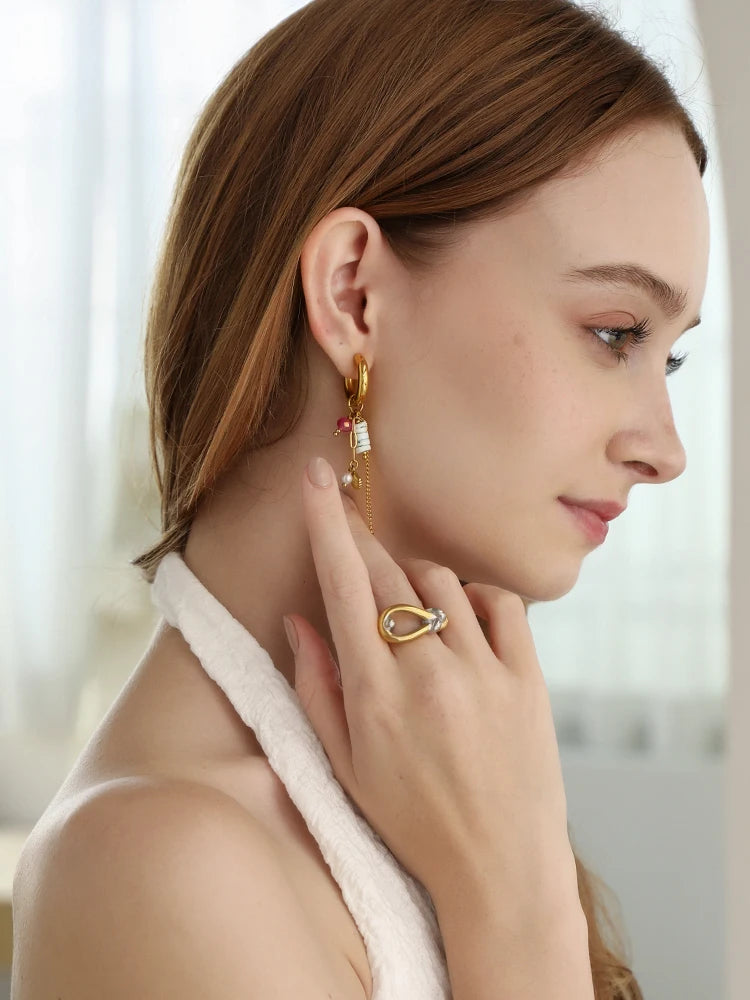 Ocean Pearl Shell Hoops