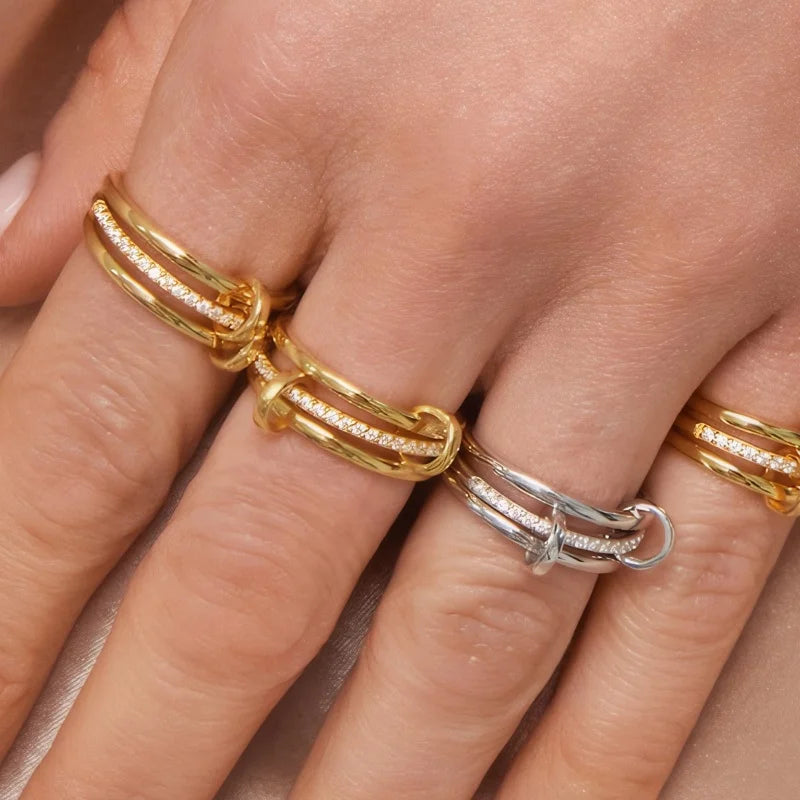 Golden Trinity Zircon Ring