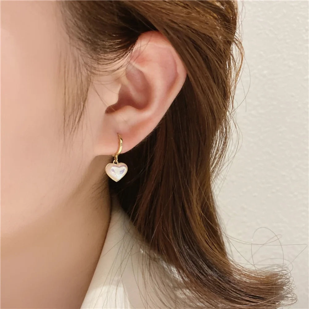 Pearl Heart Charm Earrings
