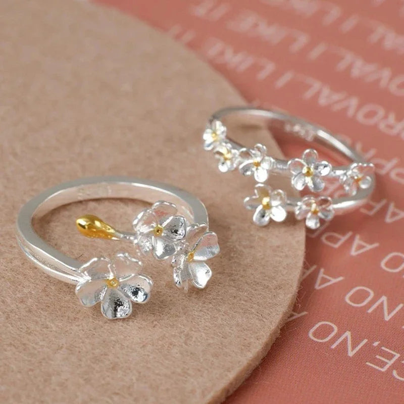 Silver Blossom Adjustable Ring