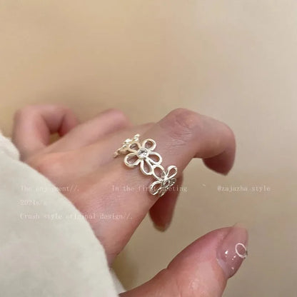 Silver Blossom Adjustable Ring