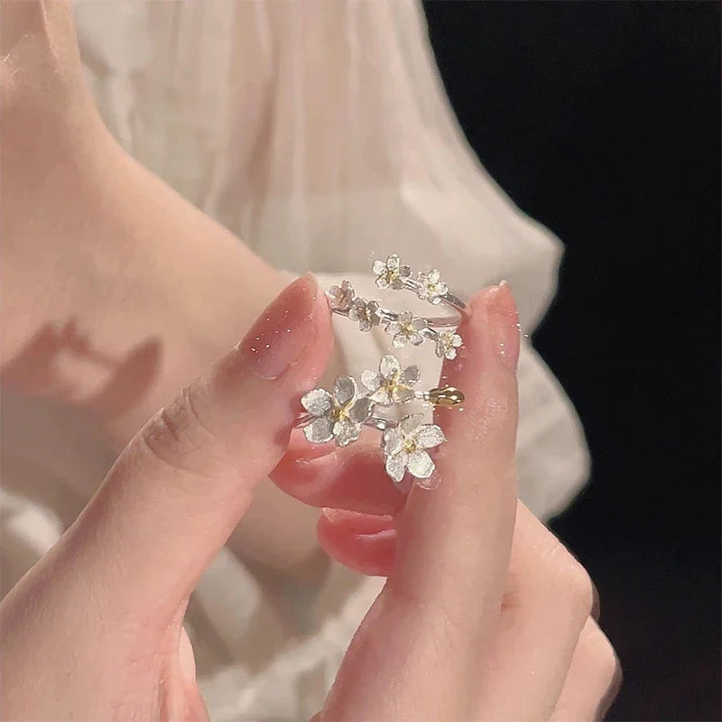 Silver Blossom Adjustable Ring
